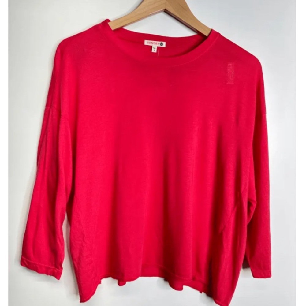 Sundry Top Womens Athletic Oversized Crewneck Hot Pink Shirt Size medium NWT